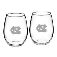 North Carolina Tar Heels 21oz 2-Piece Stemless Wine Glass Set