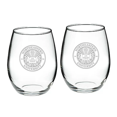 Northeastern Huskies 2-Piece 21oz Stemless Wine Glass Set