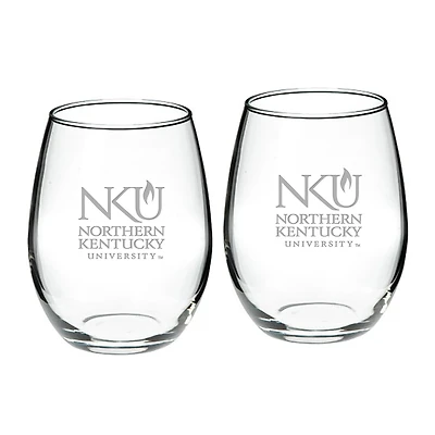 Northern Kentucky University Norse Team Design Two-Piece 21oz Stemless Wine Glass Set