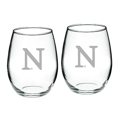 Northwestern Wildcats 21oz 2-Piece Stemless Wine Glass Set