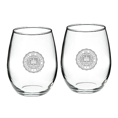 Notre Dame Fighting Irish Logo 21oz 2-Piece Stemless Wine Glass Set