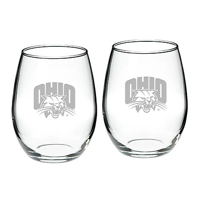 Ohio Bobcats 2-Piece 21oz Stemless Wine Glass Set