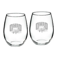 Ohio Bobcats 2-Piece 21oz Stemless Wine Glass Set