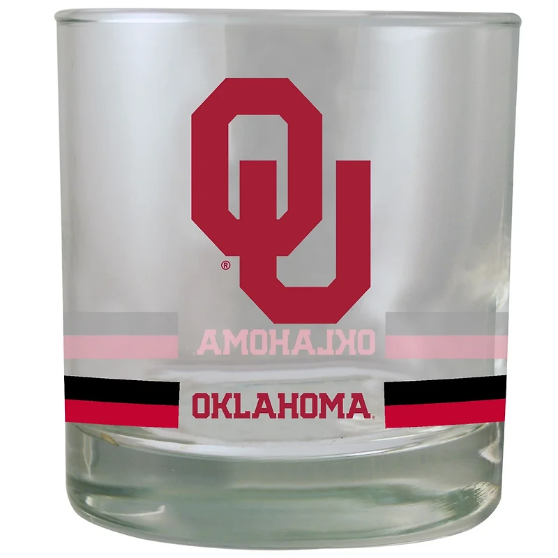 Oklahoma Sooners 10oz Banded Rocks Glass