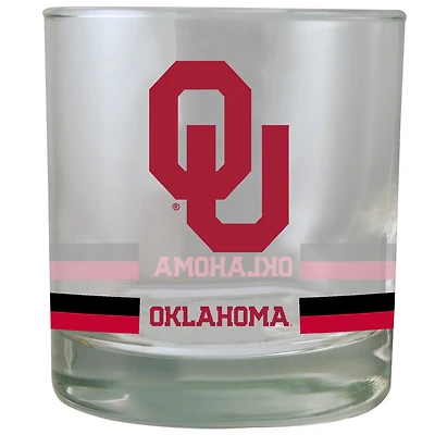 Oklahoma Sooners 10oz Banded Rocks Glass