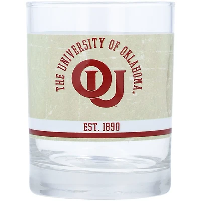 Oklahoma Sooners 14oz Vintage Retro Rocks Glass