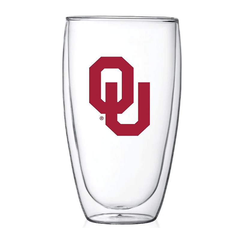 Oklahoma Sooners 15oz Double Wall Thermo Glass