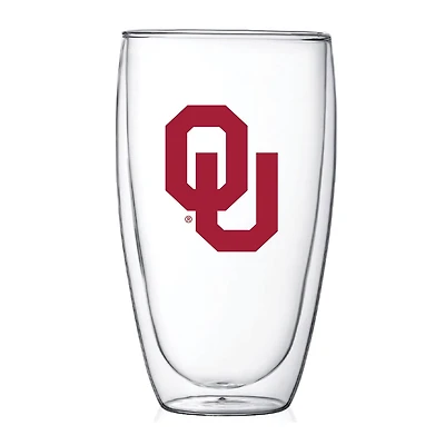 Oklahoma Sooners 15oz Double Wall Thermo Glass