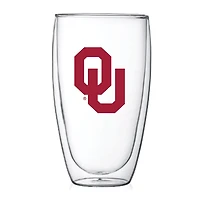 Oklahoma Sooners 15oz Double Wall Thermo Glass