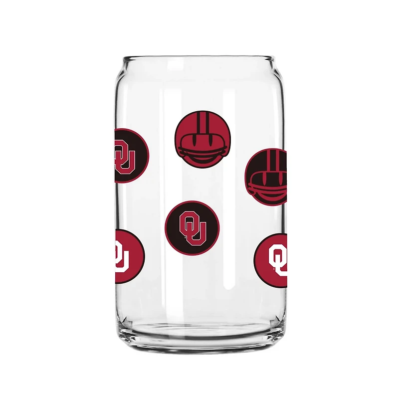 Oklahoma Sooners 16oz Smiley Can Glass