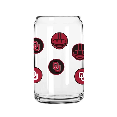 Oklahoma Sooners 16oz Smiley Can Glass