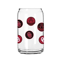 Oklahoma Sooners 16oz Smiley Can Glass