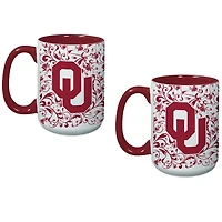 Oklahoma Sooners Two-Pack Floral Mug Set