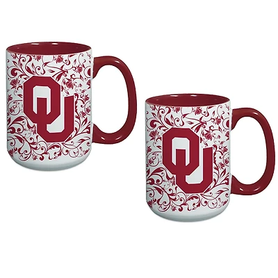 Oklahoma Sooners Two-Pack Floral Mug Set