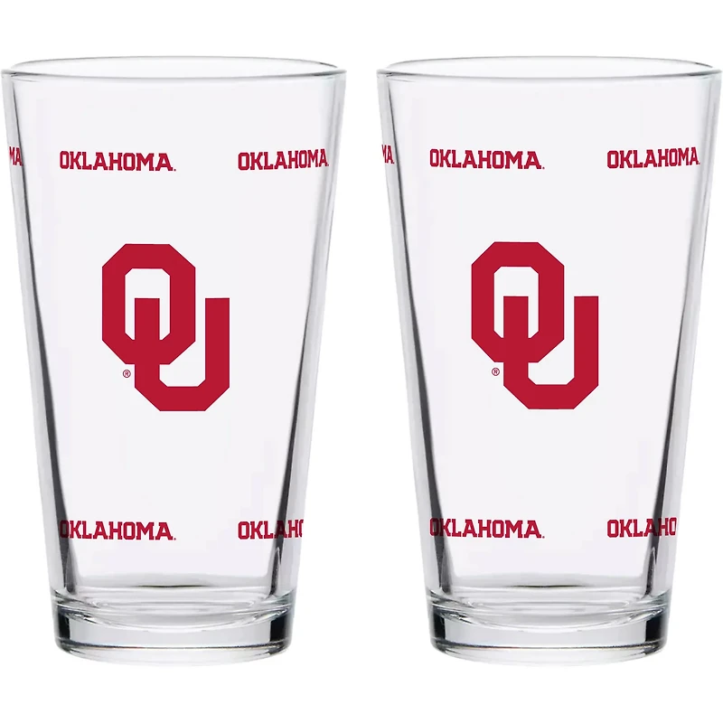 Oklahoma Sooners Two-Pack Knockout 16oz Pint Glass Set