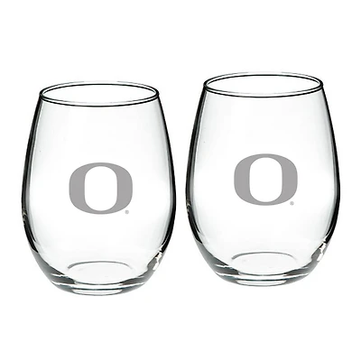 Oregon Ducks 21oz 2-Piece Stemless Wine Glass Set