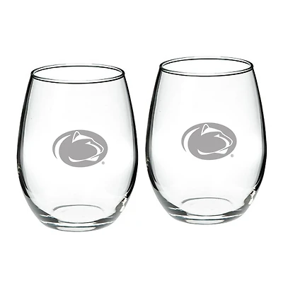 Penn State Nittany Lions 21oz 2-Piece Stemless Wine Glass Set
