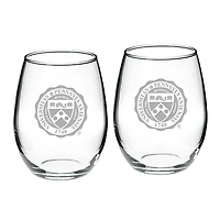 Pennsylvania Quakers 2-Piece 21oz Stemless Wine Glass Set