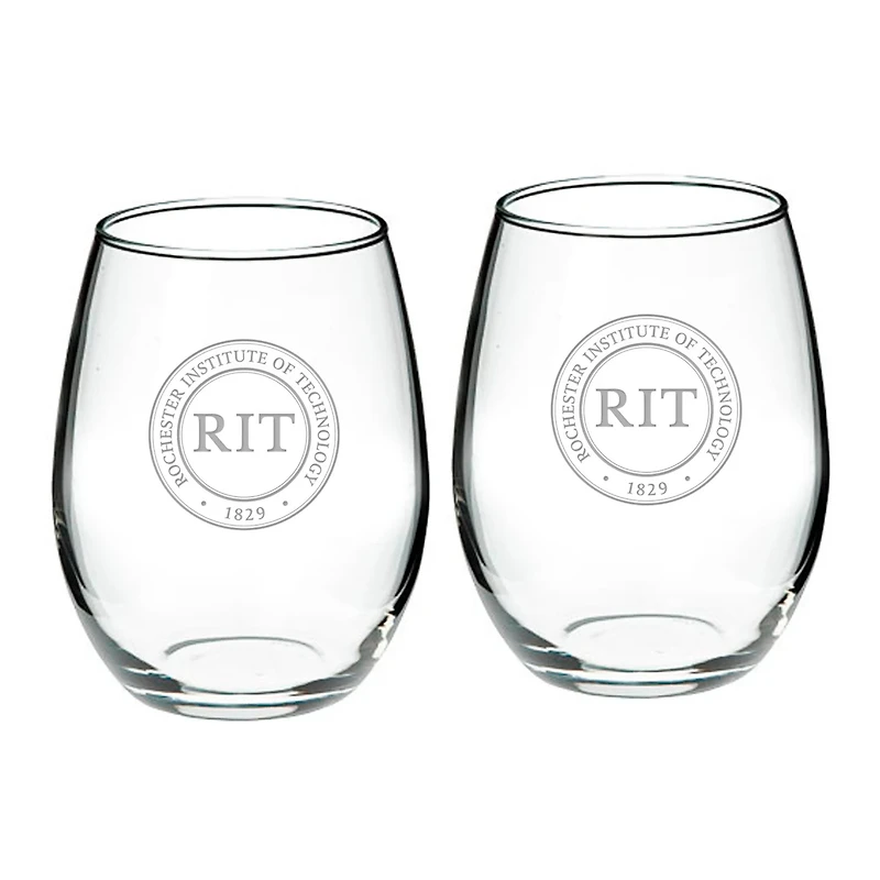 Rochester Institute of Technology Tigers 21oz 2-Piece Stemless Wine Glass Set