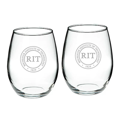 Rochester Institute of Technology Tigers 21oz 2-Piece Stemless Wine Glass Set