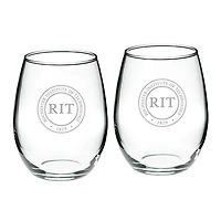 Rochester Institute of Technology Tigers 21oz 2-Piece Stemless Wine Glass Set