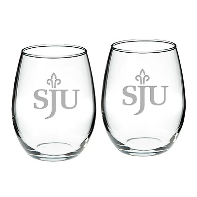 Saint Joseph's Hawks 21oz 2-Piece Stemless Wine Glass Set