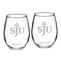 Saint Joseph's Hawks 21oz 2-Piece Stemless Wine Glass Set