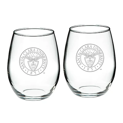 Santa Clara Broncos 21oz 2-Piece Stemless Wine Glass Set
