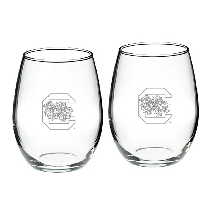 South Carolina Gamecocks 21oz 2-Piece Stemless Wine Glass Set