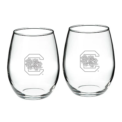 South Carolina Gamecocks 21oz 2-Piece Stemless Wine Glass Set