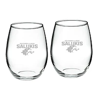 Southern Illinois Salukis 2-Piece 21oz Stemless Wine Glass Set