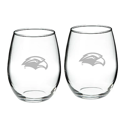 Southern Miss Golden Eagles 2-Piece 21oz Stemless Wine Glass Set