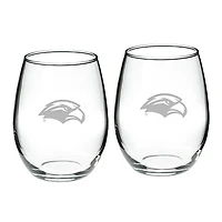 Southern Miss Golden Eagles 2-Piece 21oz Stemless Wine Glass Set
