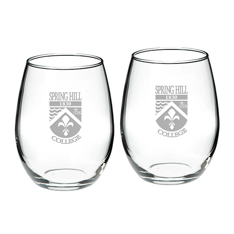 Spring Hill Badgers 21oz Two-Piece Stemless Wine Glass Set