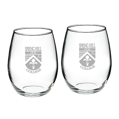 Spring Hill Badgers 21oz Two-Piece Stemless Wine Glass Set