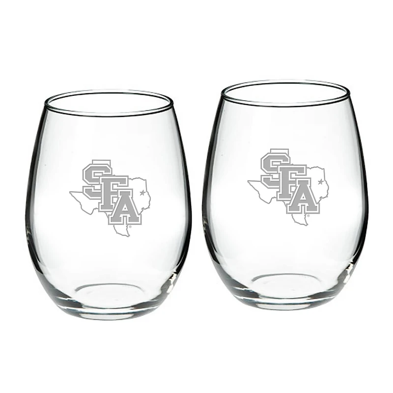 Stephen F Austin Lumberjacks 21oz Two-Piece Stemless Wine Glass Set