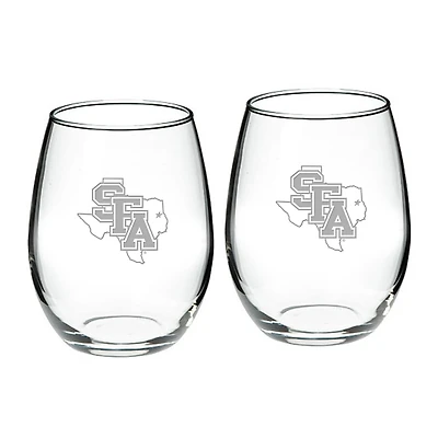 Stephen F Austin Lumberjacks 21oz Two-Piece Stemless Wine Glass Set
