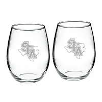Stephen F Austin Lumberjacks 21oz Two-Piece Stemless Wine Glass Set