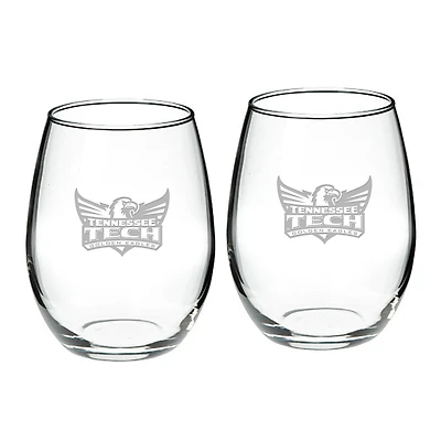 Tennessee Tech Golden Eagles 2-Piece 21oz Stemless Wine Glass Set