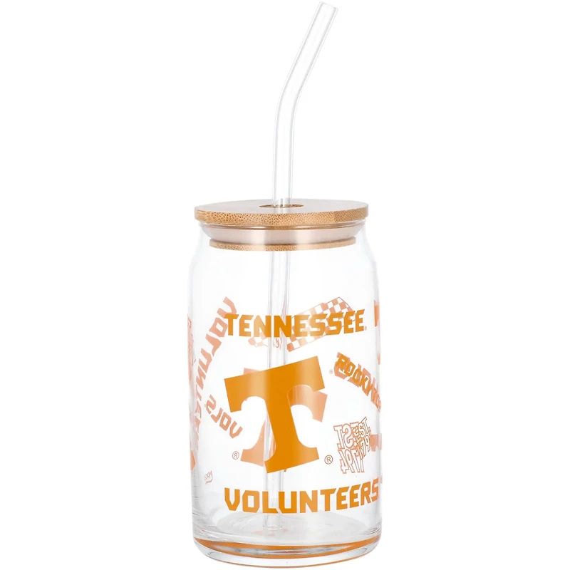 Tennessee Volunteers 16oz Can Glass with Straw