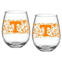 Tennessee Volunteers Two-Pack 15oz Floral Stemless Glass Set