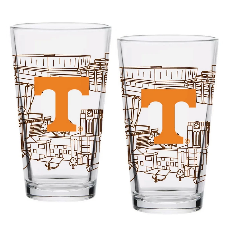Tennessee Volunteers Two-Pack 16oz Campus Line Art Pint Glass Set