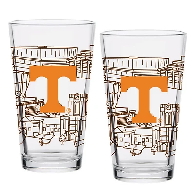 Tennessee Volunteers Two-Pack 16oz Campus Line Art Pint Glass Set