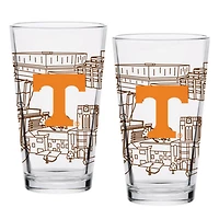 Tennessee Volunteers Two-Pack 16oz Campus Line Art Pint Glass Set