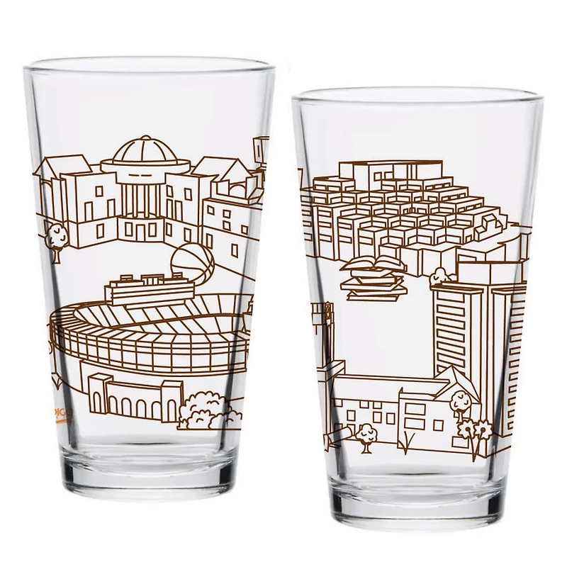 Tennessee Volunteers Two-Pack 16oz Campus Line Art Pint Glass Set