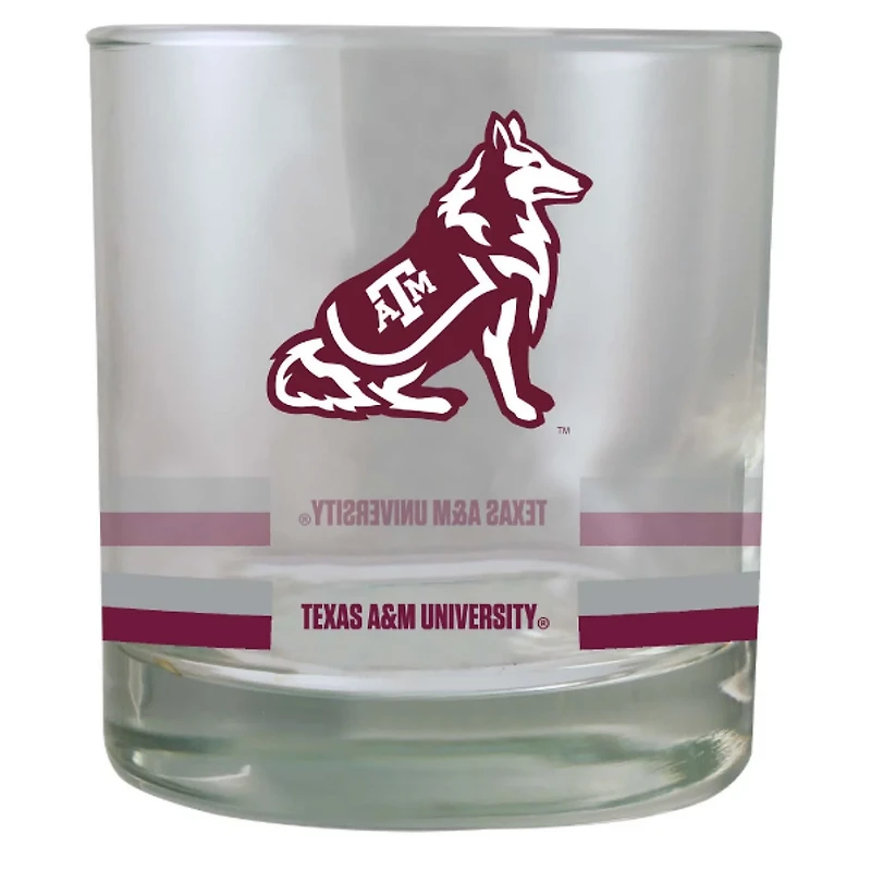 Texas AM Aggies 10oz Banded Rocks Glass