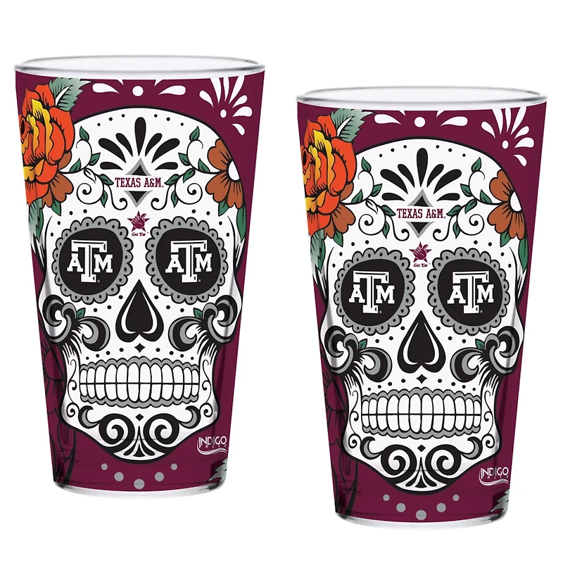 Texas AM Aggies Two-Pack 16oz Dia De Los Muertos Pint Glass Set