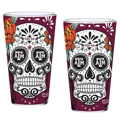 Texas AM Aggies Two-Pack 16oz Dia De Los Muertos Pint Glass Set