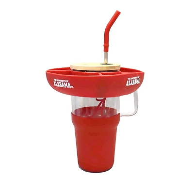 The Memory Company Alabama Crimson Tide 40oz Glass Tumbler with Silicone Snack Tray
