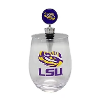 The Memory Company LSU Tigers 15oz Stemless Tumbler With Wine Bottle Stopper
